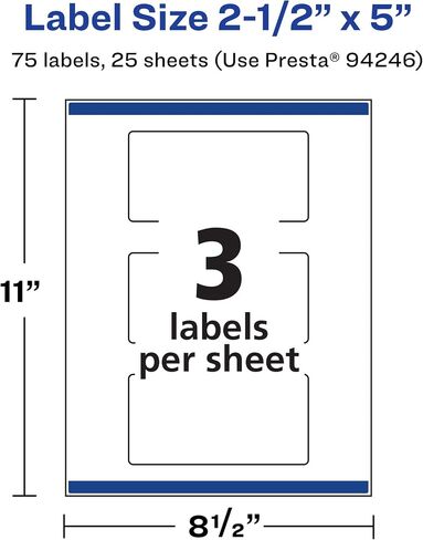Avery Matte White Rectangle Labels with Sure Feed, 2.5" x 5", 75 Matte White Printable Labels in Saudi Arabia