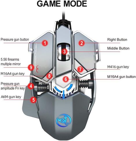 RGB Wired Gaming Mouse Backlit Programmable Mechanical Mouse up to 6400 DPI for Windows PC Gamers in Saudi Arabia