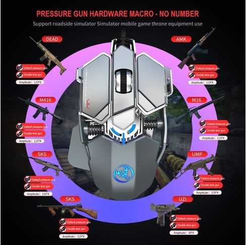 RGB Wired Gaming Mouse Backlit Programmable Mechanical Mouse up to 6400 DPI for Windows PC Gamers in Saudi Arabia