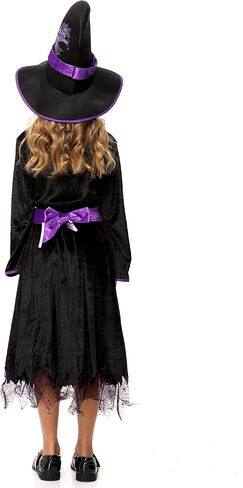 Acekid girls Witch Costume for Girls Kids, Fairytale Witch Halloween Costume Dress Up With Hat in Saudi Arabia