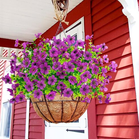 Agusbagli 10 Bundles Artificial Flowers Outdoor UV Resistant Fake Flowers No Fade Faux Plastic Greenery Shrub Plants for Wedding Home Garden Window Box Fireplace Thanksgiving Christmas Decor, Blue in Saudi Arabia