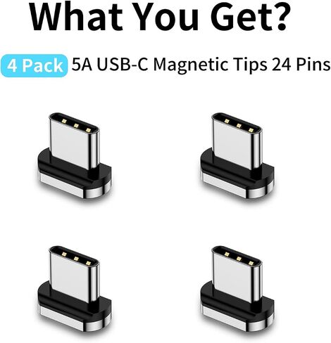 Magnetic Connector Tips Head 24 Pins for USB-C Android Devices (4 Pack), only Compatible 100W Magnetic USB-C Adapter USB 3.1 in Saudi Arabia