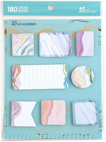 ملاحظات لاصقة أنيقة من Erin Condren - 8 وسادات تحتوي كل منها على 20 ورقة (160 ملاحظة لاصقة) - تصميم طبقات ملونة، ملاحظات لاصقة قابلة لإعادة تعيين وضعها - ابقِ منظمة أثناء التنقل in Saudi Arabia