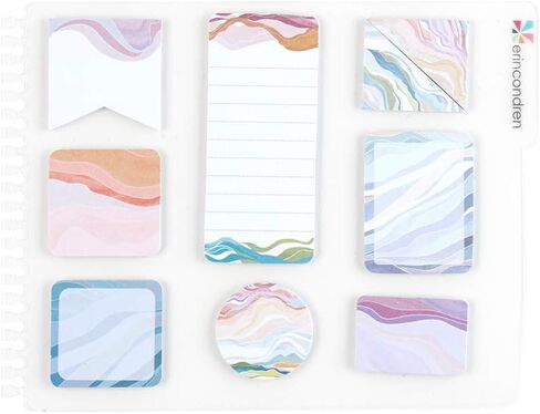 ملاحظات لاصقة أنيقة من Erin Condren - 8 وسادات تحتوي كل منها على 20 ورقة (160 ملاحظة لاصقة) - تصميم طبقات ملونة، ملاحظات لاصقة قابلة لإعادة تعيين وضعها - ابقِ منظمة أثناء التنقل in Saudi Arabia