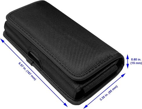 Nylon Cellphone Holster for iPhone 12/13/14/15 Pro, Cricket Debut, Calypso 1/2, Nokia C100, Samsung S22 5G S10, Horizontal Case Canvas Waist Carrying Pouch with Belt Clip/Loops, Black in Saudi Arabia