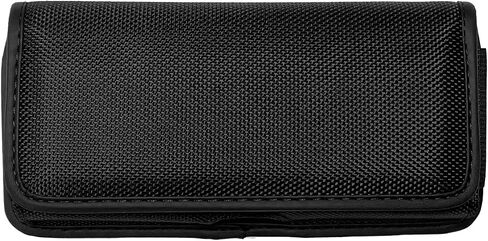 Nylon Cellphone Holster for iPhone 12/13/14/15 Pro, Cricket Debut, Calypso 1/2, Nokia C100, Samsung S22 5G S10, Horizontal Case Canvas Waist Carrying Pouch with Belt Clip/Loops, Black in Saudi Arabia