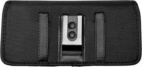 Nylon Cellphone Holster for iPhone 12/13/14/15 Pro, Cricket Debut, Calypso 1/2, Nokia C100, Samsung S22 5G S10, Horizontal Case Canvas Waist Carrying Pouch with Belt Clip/Loops, Black in Saudi Arabia