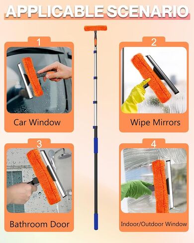 Squeegee for Window Cleaning Kit with 5-19 Foot Telescoping Extension Pole (26+ Foot Reach), 2 in 1 Window Squeegee, Aluminum Telescopic Extension Pole for Window, Car, Shower Glass Door in Saudi Arabia
