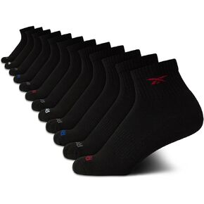 Reebok Boy's Cushioned Comfort Quarter Basic Socks With Reinforced Heel And Toe (12 Pack)