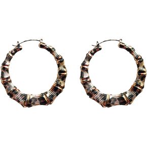 Large Leopard Bamboo Circle Hoop Earrings Set Big Metal Loop Drop Dangle Earrings for Women Girls Geometric Hip-Hop Oversized Party Punk Jewelry 6CM
