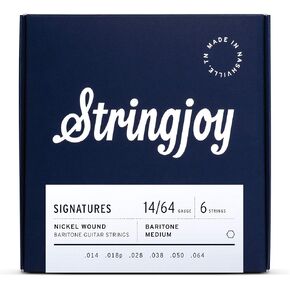 Stringjoy BAL14B أوتار جيتار كهربائي من النيكل من الباريتون، (مقياس متوسط ​​متوازن، 14-64)