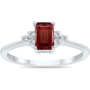 SZUL Gemstone and Diamond Ring in 10K White Gold (Available in Emerald, Sapphire, Blue Topaz, Amethyst, and more)