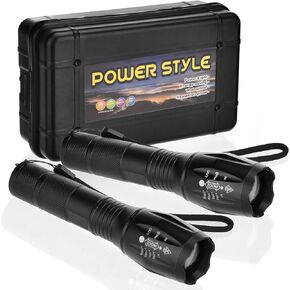 Flashlights High Lumens, Flashlights 2 PCS, Bright Zoomable Waterproof Flashlight with 5 Modes, Small Led Tactical Flashlight, Handheld Flashlights for Home Emergencies Camping (Black) in Saudi Arabia