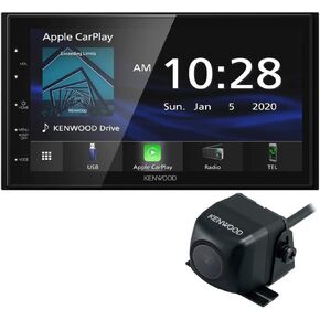 Kenwood DMX4707S 6.8" Capacitive Touch Screen Digital Multimedia Receiver with Apple CarPlay & Android Auto | Plus CMOS-230 Rearview Camera with Universal Mounting Hardware & Video Cable