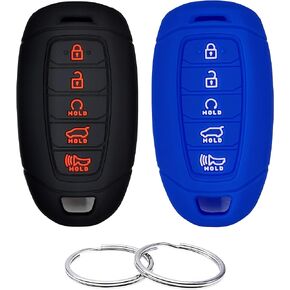Silicone Rubber Key Fob Cover Compatible with 2020 2021 2022 Hyundai Palisade 2020-2023 Elantra ( Keyless Push Start 5 Button )