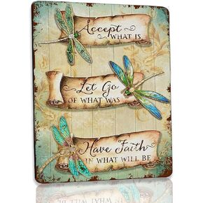 معدن خمر القصدير علامة اليعسوب اقتباس تحفيزي قبول ما هو مضحك الجدة المعادن الرجعية جدار ديكور لغرفة المعيشة الفن جدار ديكور 8x12 بوصة in Kuwait