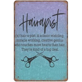 Vintage Metal Tin Sign Hairstylist Hairdresser Christmas Hairapist Gift Funny Retro Wall Art for Kitchen Bathroom Home Decor Gifts Sign 140x200 mm