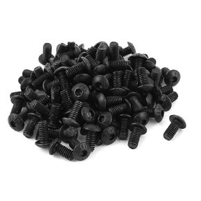 uxcell 100Pcs Black M4 X 8mm Alloy Steel Hex Socket Button Head Machine Screws Bolts