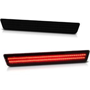VIPMOTOZ Red LED Strip Side Marker Light Rear Fender Parking Lamp Replacement For 2015-2023 Compatible with Dodge Challenger, Black Housing, Smoked Lens, Driver & Passenger Side 2-Piece Set