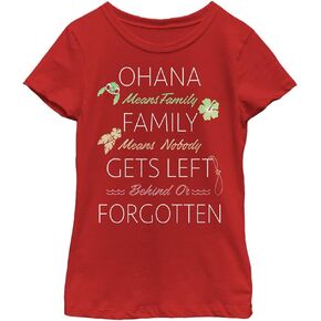 Disney Lilo & Stitch Ohana Family Quoted Girl's Solid Crew Tee