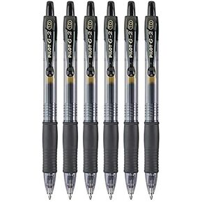 PILOT G2 Retractable Rollerball Gel Pens, Bold Point, 1.0mm, Black Ink, 6 Count