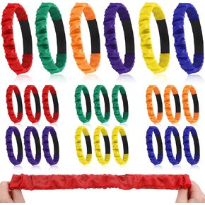 24 Pieces Legged Race Bands Colorful Elastic Tie Rope for Birthday Relay Race Game Carnival Field Day Backyard Indoor Outdoor Team Building Game Party Supplies, 6 Assorted Colors