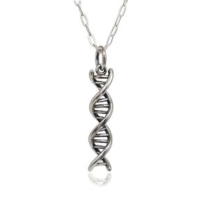 Sterling Silver DNA Molecule of Life Charm Necklace, 18"