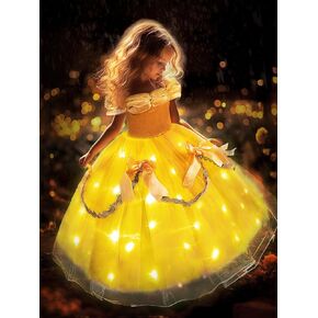 UPORPOR Light Up Girls Halloween Costume for Toddler Princess Dress Kid Fairy Dress Up Clothes, Pumpkin Yellow