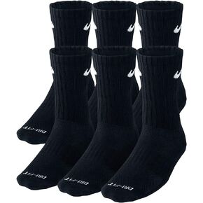 Nike 6 Pack Sports Dri-Fit Moisture Wicking Athletic Crew Socks Red Yellow Blue Green Purple Orange White