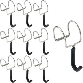 MY MIRONEY 10PCS Over Rod Hook Stainless Steel Over Rod Rail Towel Holder Vinyl Coated Shower Hooks for Rack Shelf Closet Hooks, Fits 0.71"-0.87" Diameter Rod