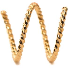 Mini Illusion Gold Hoops, Make 1 Piercing Look Like 2, Minimalist Double Hoops in solid 14K yellow gold, Gifts for Women by Lotus Stone Jewelry (14K Solid Gold, Spirals)