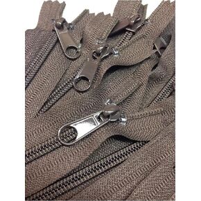 LOT of 10 Long Pull Handbag Zippers 14" Brown #4 (5.1mm) Nylon Closed End