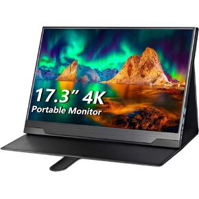 cocopar Portable Monitor 4K - 17.3 Inch UHD FreeSync HDR IPS 130% sRGB 3840x2160 Lightweight Eye Care Computer Display with Type-C mini DP HDMI for Xbox PS4/5 Switch Laptop PC Mac, with Smart Case