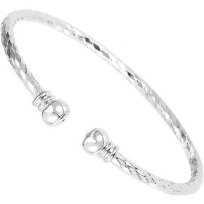 Abiotp Sterling Silver Bangle Bracelets for Women 925 silver Cuff Bracelet Adjustable Jewelry Fashion Simple Open Bangles Cuff Jewelry for Women Mom Wife Mothers Day Valentine Gift