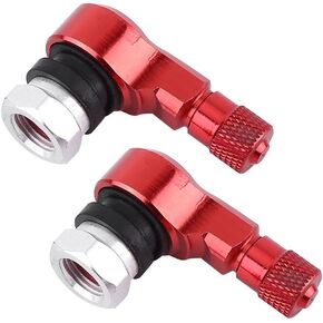 Valvula aire Moto 90°, Anauto 2PCS 11.3mm Tire Valves, 90 Degree Universal Motorcycle Aluminum Alloy Wheel Tire Valve Stems Caps (Red)