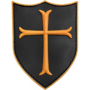 Templar Crusader's Cross US Navy Seals Morale PVC 3D Rubber Touch Fastener Patch (Yellow)