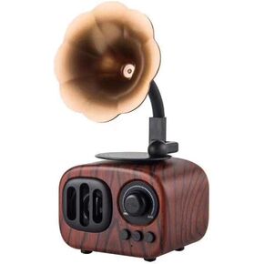 Tipmant Mini Classic Wireless Bluetooth Speaker Stereo Audio Retro Vintage Record Player Model Home Room Decor