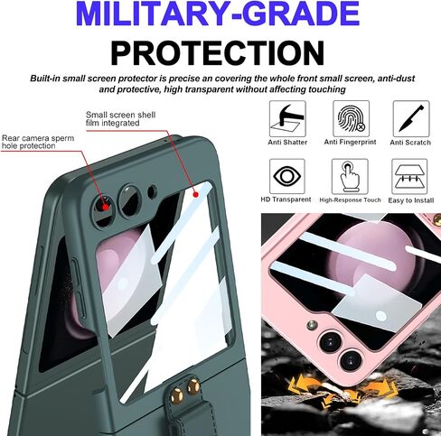 Miimall Compatible for Samsung Galaxy Z Flip 5 Case, [Metal Ring Holder + Adjustable Lanyard Shoulder Strap + Small Screen Protector] Full Coverage Ultra-Thin Cover Case for Z Flip 5 2023(Black) in Saudi Arabia