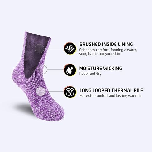 HOT FEET Boys and Girls 2 Pack Heavy Thermal Socks - Traps in Warmth - Thick Insulated Crew for Hiking and Cold Weather in Kuwait