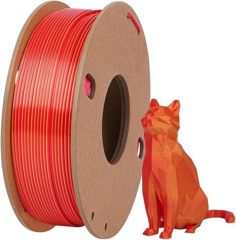 Dual Color Gold & Red 3D Printer Filament,Coextrusion PLA 1.75mm Silk Shiny Multicolor Filament for 3D Printing, Bicolor, 250g (0.55lbs).Accuracy (+/- 0.03mm) Compatibility Most FDM Printers in Saudi Arabia