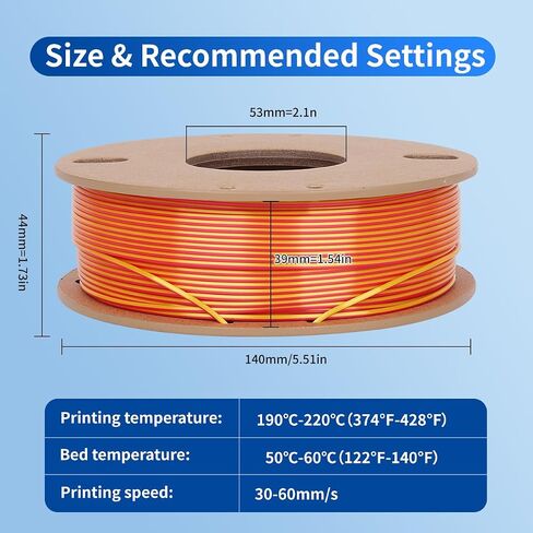 Dual Color Gold & Red 3D Printer Filament,Coextrusion PLA 1.75mm Silk Shiny Multicolor Filament for 3D Printing, Bicolor, 250g (0.55lbs).Accuracy (+/- 0.03mm) Compatibility Most FDM Printers in Saudi Arabia