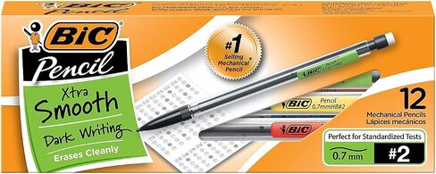 BIC Xtra Smooth Mechanical Pencil, 0.7 Mm, Hb (#2.5), Black Lead, Clear Barrel, Dozen in Saudi Arabia