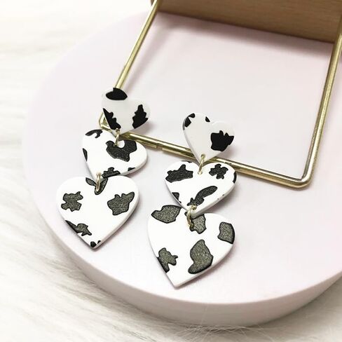 أقراط قلب الحب الفهد فريدة من نوعها من الأكريليك الوردي اللطيف وثلاثة أقراط متدلية على شكل قلب الحب للنساء والفتيات المراهقات أزياء فريدة من نوعها لعيد الميلاد وعيد الحب هدية مجوهرات in Kuwait