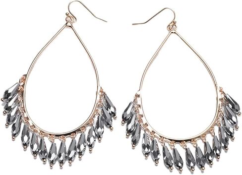 Boho Beaded Chandelier Earrings Statement Teardrop Crystal Tassel Drop Dangle Earrings for Women Girls Summer Vacation Jewelry in Kuwait