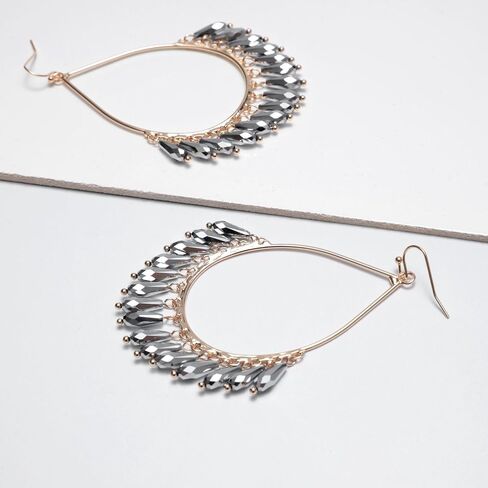 Boho Beaded Chandelier Earrings Statement Teardrop Crystal Tassel Drop Dangle Earrings for Women Girls Summer Vacation Jewelry in Kuwait