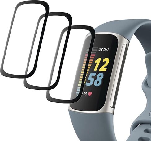 [واقي شاشة مكون من 3 قطع لساعة Fitbit Charge 4، تغطية كاملة منحنية ثلاثية الأبعاد لشاشة PET ناعمة وطبقة حماية ذكية [مضادة للخدش] [خالية من الفقاعات] [حساسية عالية] in Kuwait