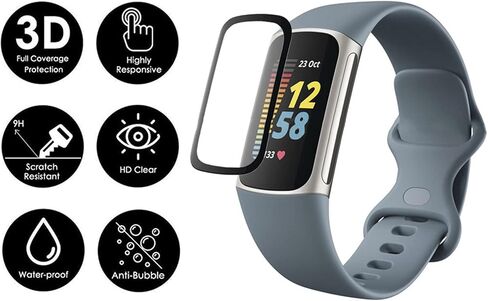 [واقي شاشة مكون من 3 قطع لساعة Fitbit Charge 4، تغطية كاملة منحنية ثلاثية الأبعاد لشاشة PET ناعمة وطبقة حماية ذكية [مضادة للخدش] [خالية من الفقاعات] [حساسية عالية] in Kuwait