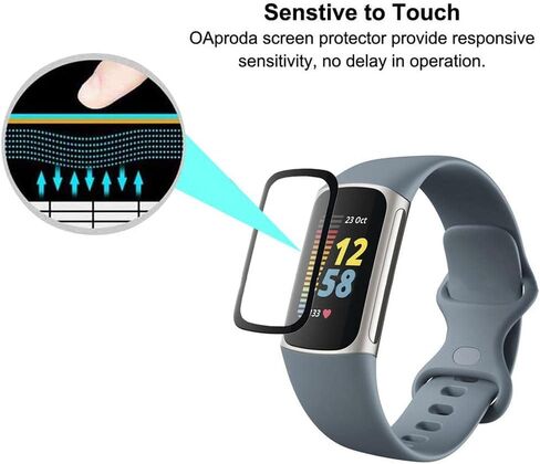 [واقي شاشة مكون من 3 قطع لساعة Fitbit Charge 4، تغطية كاملة منحنية ثلاثية الأبعاد لشاشة PET ناعمة وطبقة حماية ذكية [مضادة للخدش] [خالية من الفقاعات] [حساسية عالية] in Kuwait