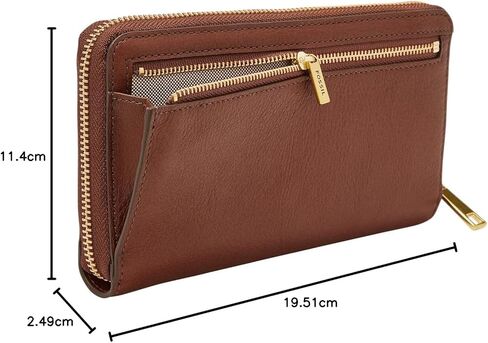 Fossil Women's Liza Leather Zip Around Clutch Wallet With Retractable Wristlet Strap for Women in Kuwait