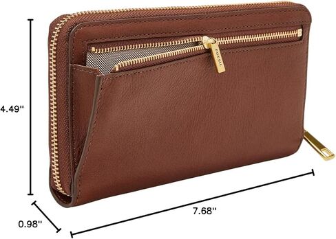 Fossil Women's Liza Leather Zip Around Clutch Wallet With Retractable Wristlet Strap for Women in Kuwait
